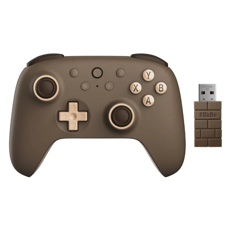 8Bitdo Ultimate 2C Kablosuz 2.4G Oyun Kolu PC Android Hall Effect Joystick Brownie Kahverengi
