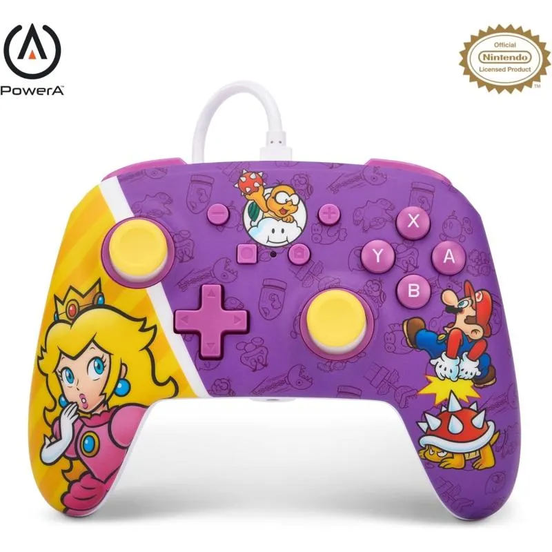 Nintendo Switch Kablolu Oyun Kolu Lisanslı Princess Peach Battle PowerA oled,switch 2